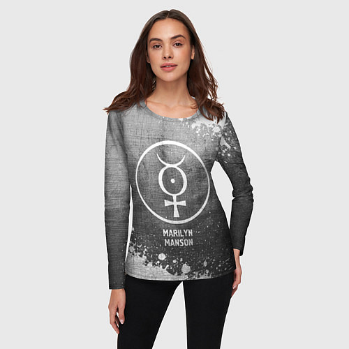 Женский лонгслив Marilyn Manson - grey gradient / 3D-принт – фото 3