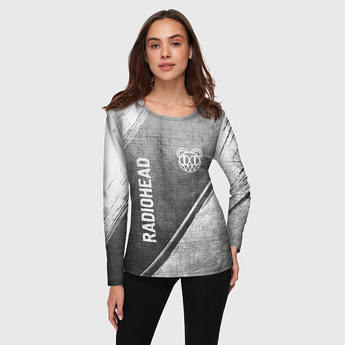Женский лонгслив Radiohead - grey gradient вертикально / 3D-принт – фото 3