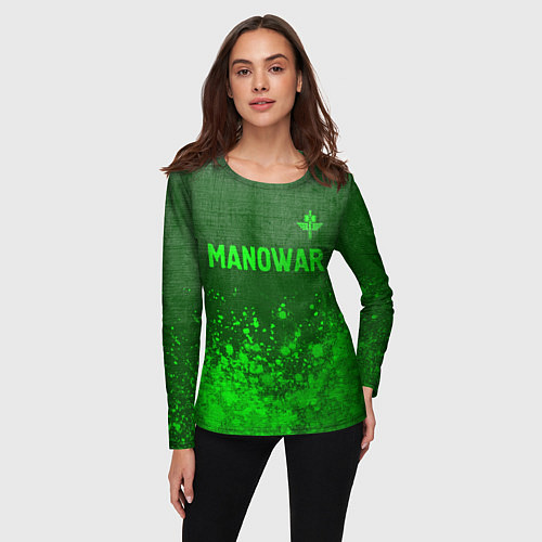 Женский лонгслив Manowar - green gradient посередине / 3D-принт – фото 3