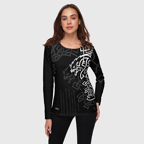 Женский лонгслив Волки верные спутники Одина / 3D-принт – фото 3