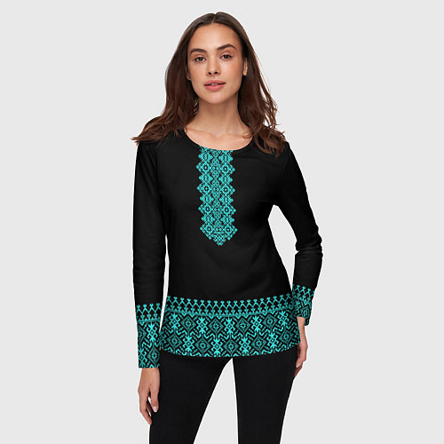 Женский лонгслив Обережная вязь - вышиванка / 3D-принт – фото 3