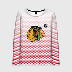 Лонгслив женский Чикаго Блэкхокс - красные треугольники с градиенто, цвет: 3D-принт