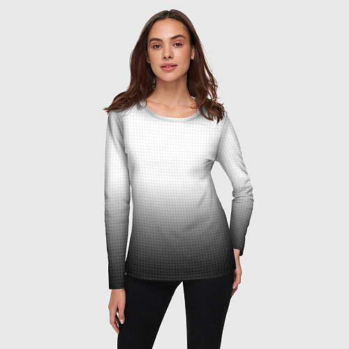 Женский лонгслив Из белого в чёрный градиент с точками / 3D-принт – фото 3