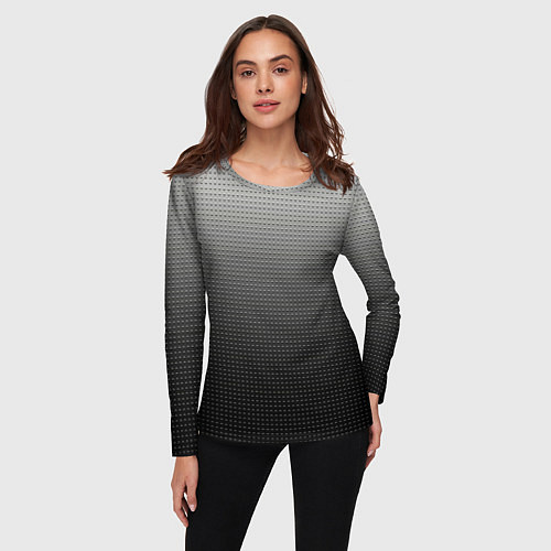 Женский лонгслив Градиент металлический тёмно-серый / 3D-принт – фото 3