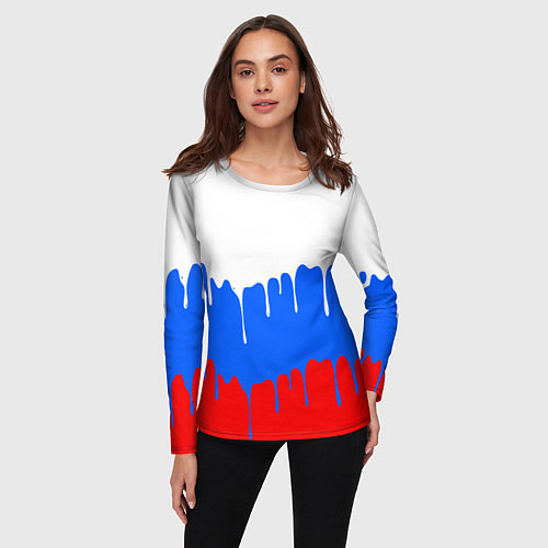 Женский лонгслив Патриот - флаг / 3D-принт – фото 3