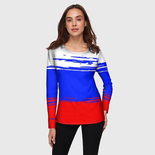 Женский лонгслив Патриот - флаг / 3D-принт – фото 3