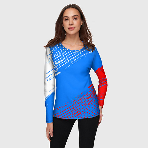 Женский лонгслив Патриот - флаг / 3D-принт – фото 3