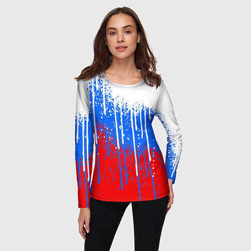 Женский лонгслив Патриот - флаг / 3D-принт – фото 3