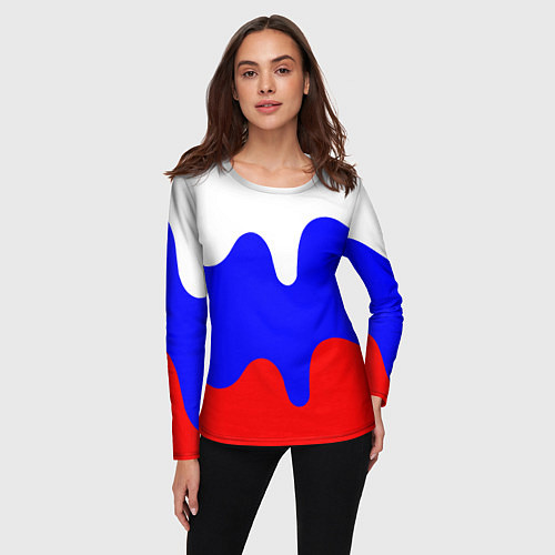 Женский лонгслив Патриот - флаг / 3D-принт – фото 3