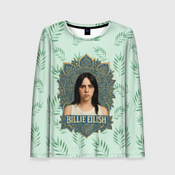 Лонгслив женский Билли Айлиш рамка мандала, цвет: 3D-принт