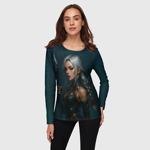 Женский лонгслив Девушка с копьем китайский стиль / 3D-принт – фото 3