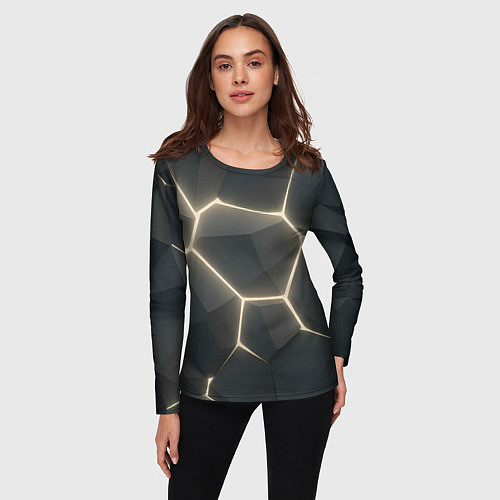 Женский лонгслив Объемные серые плиты / 3D-принт – фото 3