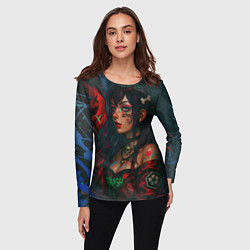 Лонгслив женский Девушка с маской киберпанк, цвет: 3D-принт — фото 2