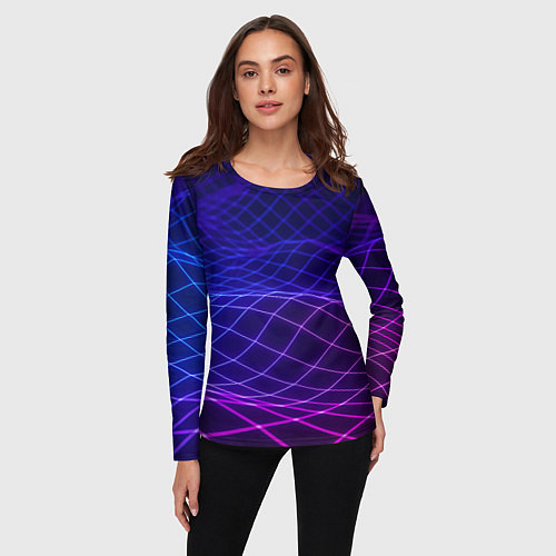Женский лонгслив Абстрактные волны из сот / 3D-принт – фото 3