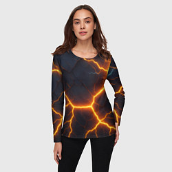Лонгслив женский Молнии и черные объемные плиты, цвет: 3D-принт — фото 2