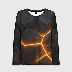 Лонгслив женский Черные плиты с оранжевой молнией, цвет: 3D-принт