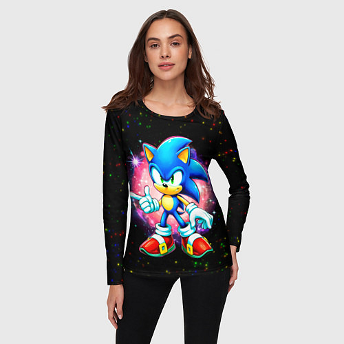 Женский лонгслив Sonic in space / 3D-принт – фото 3