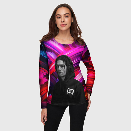 Женский лонгслив Bones в наушниках / 3D-принт – фото 3