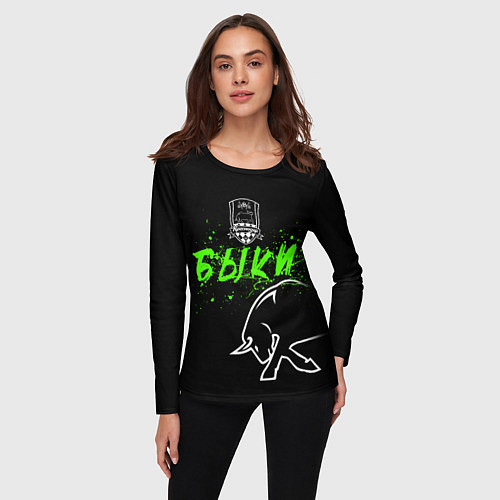 Женский лонгслив ФК Краснодар - быки / 3D-принт – фото 3