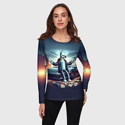 Лонгслив женский Бендер рядом с Ламбо и рассыпанным баблом, цвет: 3D-принт — фото 2