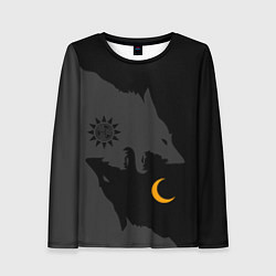 Лонгслив женский Мистические волки ночи и дня - тату, цвет: 3D-принт