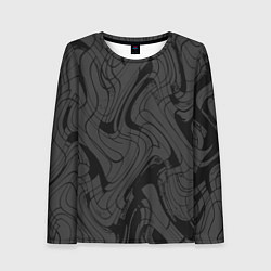Лонгслив женский Тёмно-серый абстракция лниии, цвет: 3D-принт