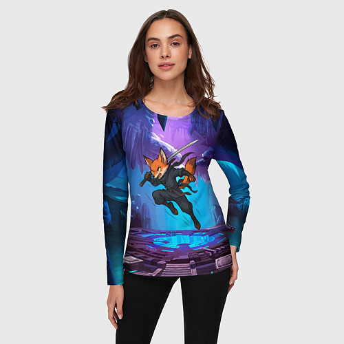 Женский лонгслив Лис ниндзя в прыжке / 3D-принт – фото 3