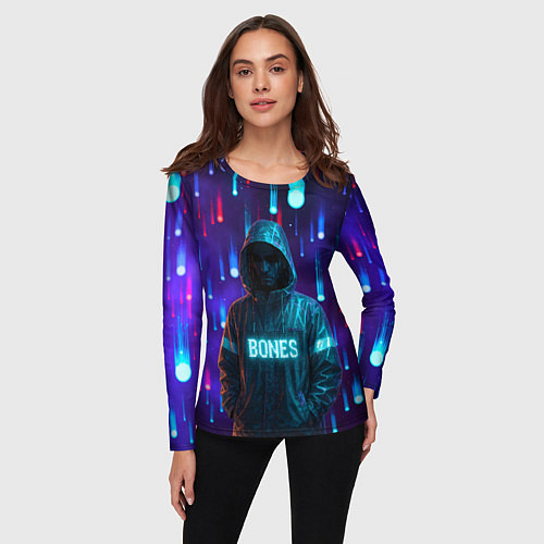 Женский лонгслив Bones в стиле киберпанк / 3D-принт – фото 3