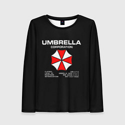 Лонгслив женский Umbrella protokol - black, цвет: 3D-принт