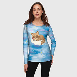 Лонгслив женский Милый енот спит на облаке, цвет: 3D-принт — фото 2