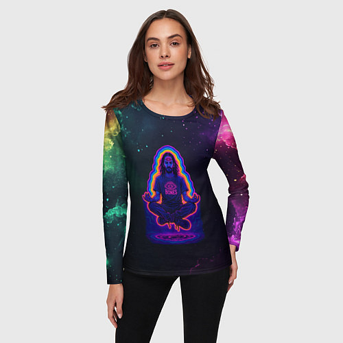 Женский лонгслив Bones медитация в космосе / 3D-принт – фото 3