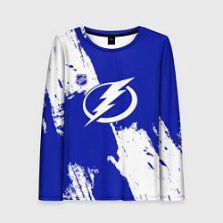 Лонгслив женский Тампа Бэй Лайтнинг - синяя краска, цвет: 3D-принт
