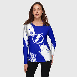 Лонгслив женский Тампа Бэй Лайтнинг - синяя краска, цвет: 3D-принт — фото 2