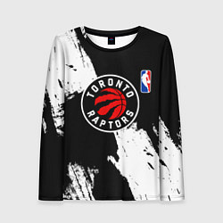 Женский лонгслив Торонто Рэпторс - черно белые брызги