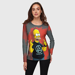 Лонгслив женский Гомер в футболке Linkin Park, цвет: 3D-принт — фото 2