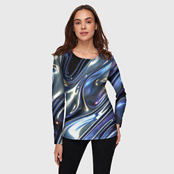 Лонгслив женский Серебро жидкий металл, цвет: 3D-принт — фото 2