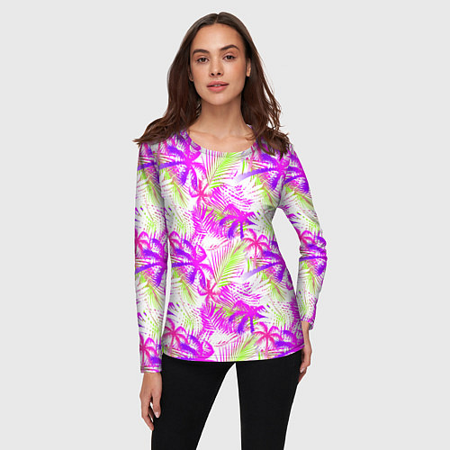 Женский лонгслив Palm tree pink / 3D-принт – фото 3