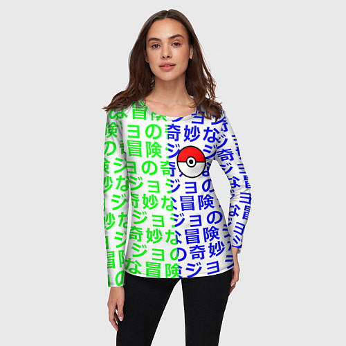 Женский лонгслив Pokemon japan pattern / 3D-принт – фото 3