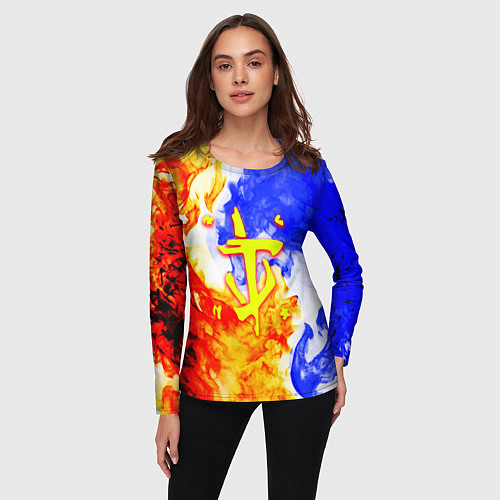 Женский лонгслив Doom битва огня / 3D-принт – фото 3