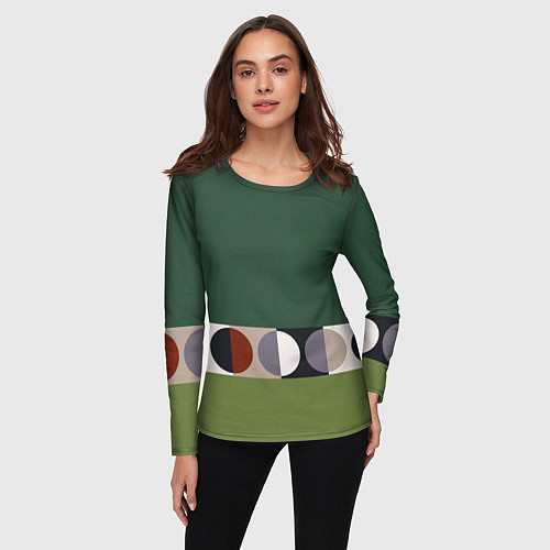 Женский лонгслив Луна Малевича сосновый зеленый / 3D-принт – фото 3