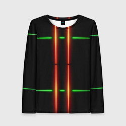 Лонгслив женский Neon green black red line, цвет: 3D-принт