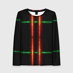 Лонгслив женский Color black green red lines, цвет: 3D-принт