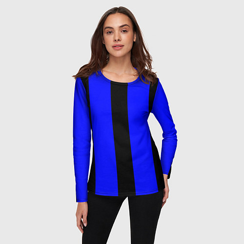 Женский лонгслив Color blue black stripes / 3D-принт – фото 3