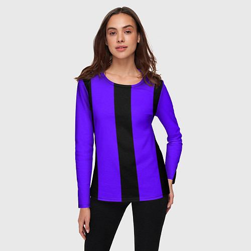 Женский лонгслив Color purple black stripes / 3D-принт – фото 3
