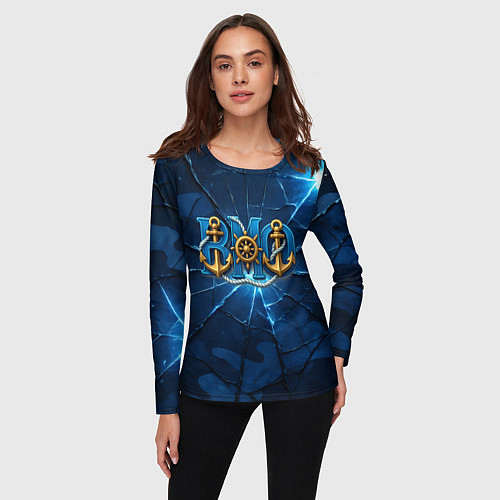 Женский лонгслив ВМФ якорь и штурвал / 3D-принт – фото 3