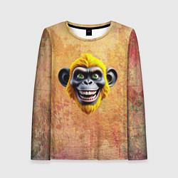 Лонгслив женский Желтая сумасшедшая обезьяна, цвет: 3D-принт