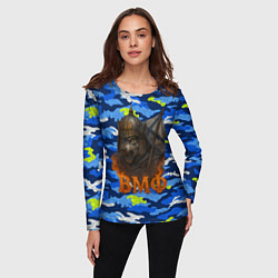 Лонгслив женский ВМФ злой медведь в шлеме, цвет: 3D-принт — фото 2