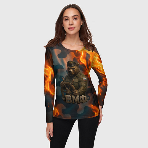 Женский лонгслив Медведь у штурвала МВФ / 3D-принт – фото 3