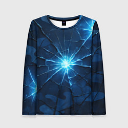 Лонгслив женский Синий камуфляж со вспышками, цвет: 3D-принт