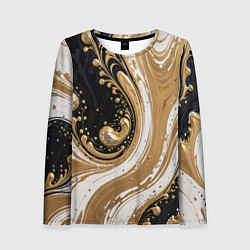 Лонгслив женский Черный агат и жидкое золото, цвет: 3D-принт